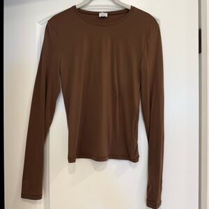Aritzia Babaton Women's Long-Sleeve Crew Neck Top - caramel